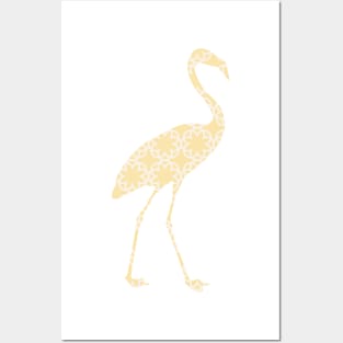 Flamingo Silhouette with Pattern Posters and Art